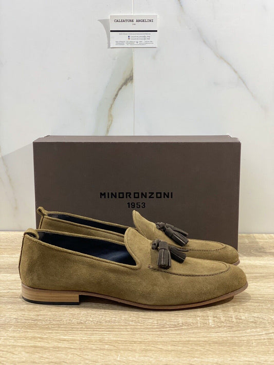 Minoronzoni 1953 mocassino tassel uomo suede safari luxury made in italy 41