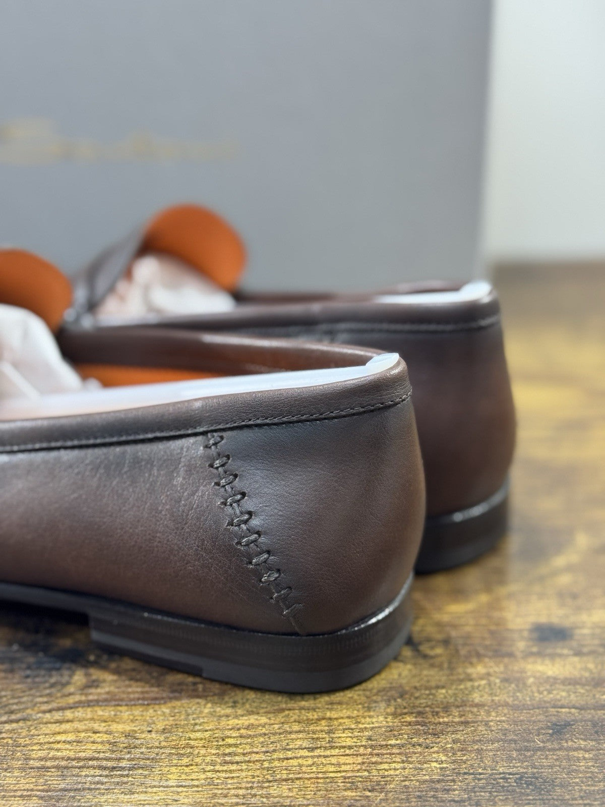 Santoni Mocassino  Flex Pelle Marrone Luxury Santoni Scarpa Uomo 45