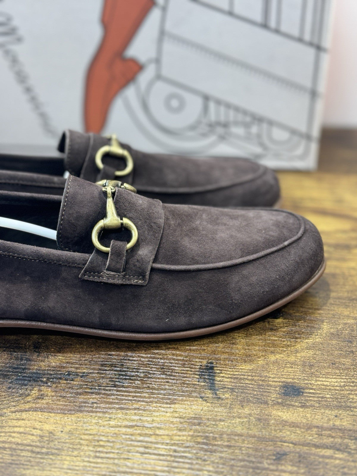 Il Mocassino Tasca Scarpa Suede Marrone 100% Fatta In Italia Mocassino Uomo 42