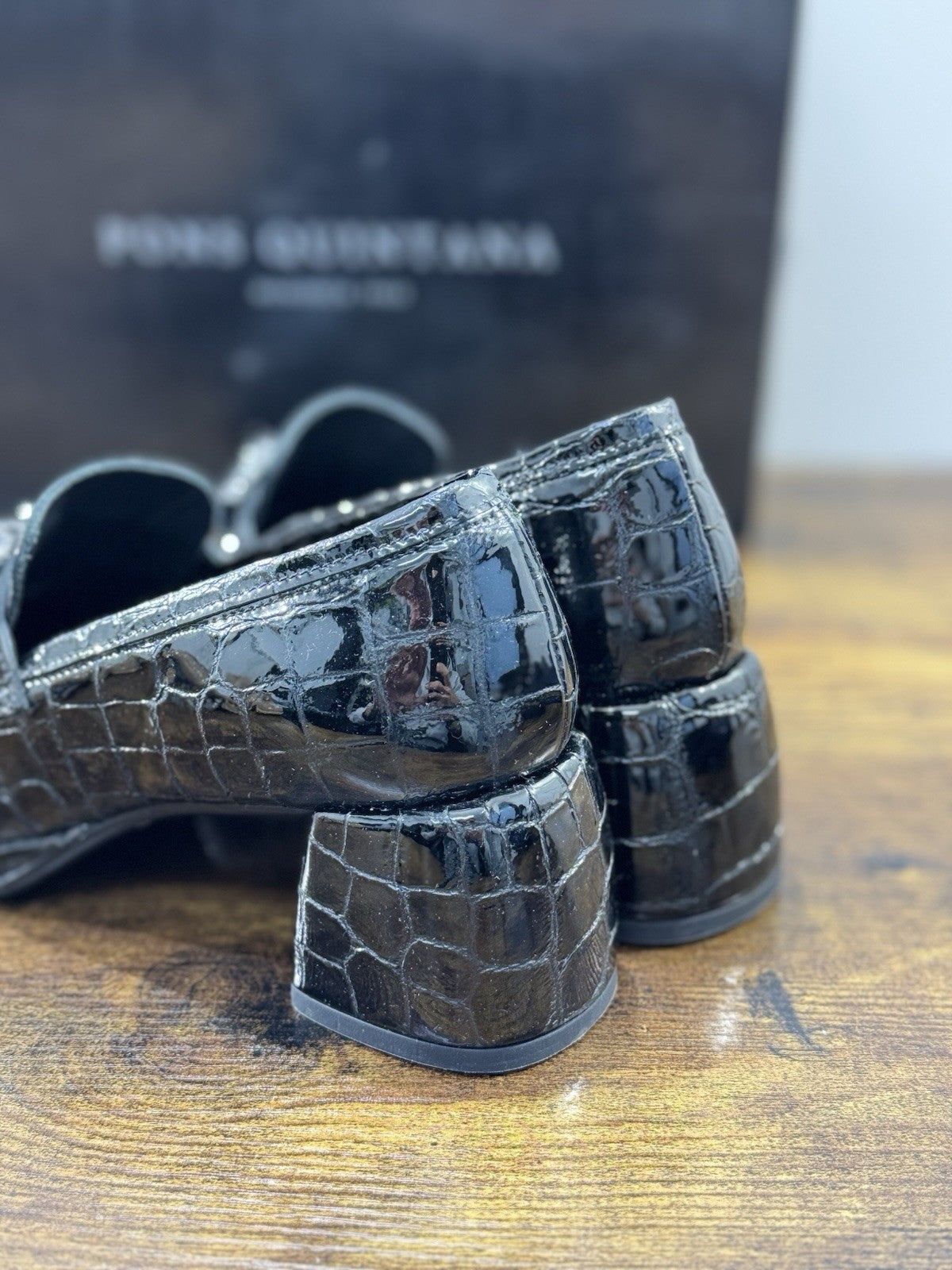 Pons Quintana Mocassino Donna Pelle Nero Con Tacco  Casual Loafer 41