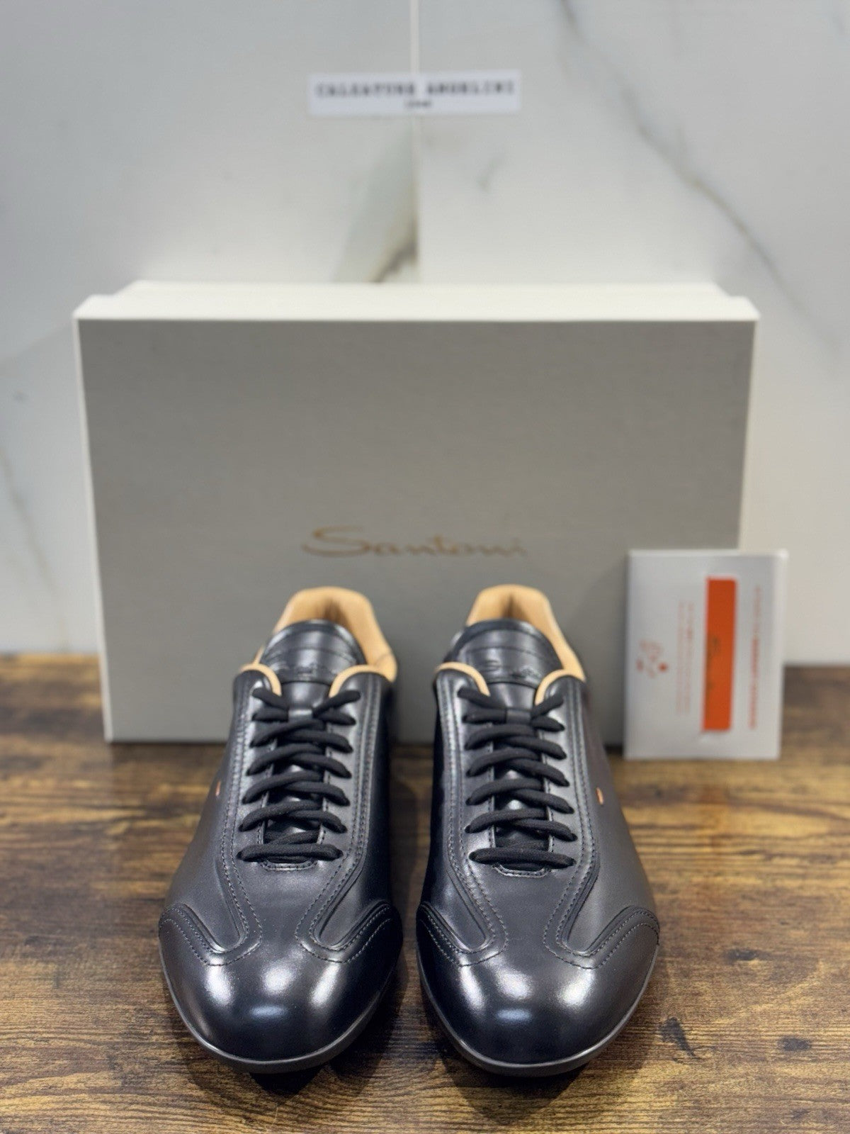 Santoni Sneaker Racer Pelle Nera    Luxury Santoni Scarpe Uomo 42.5