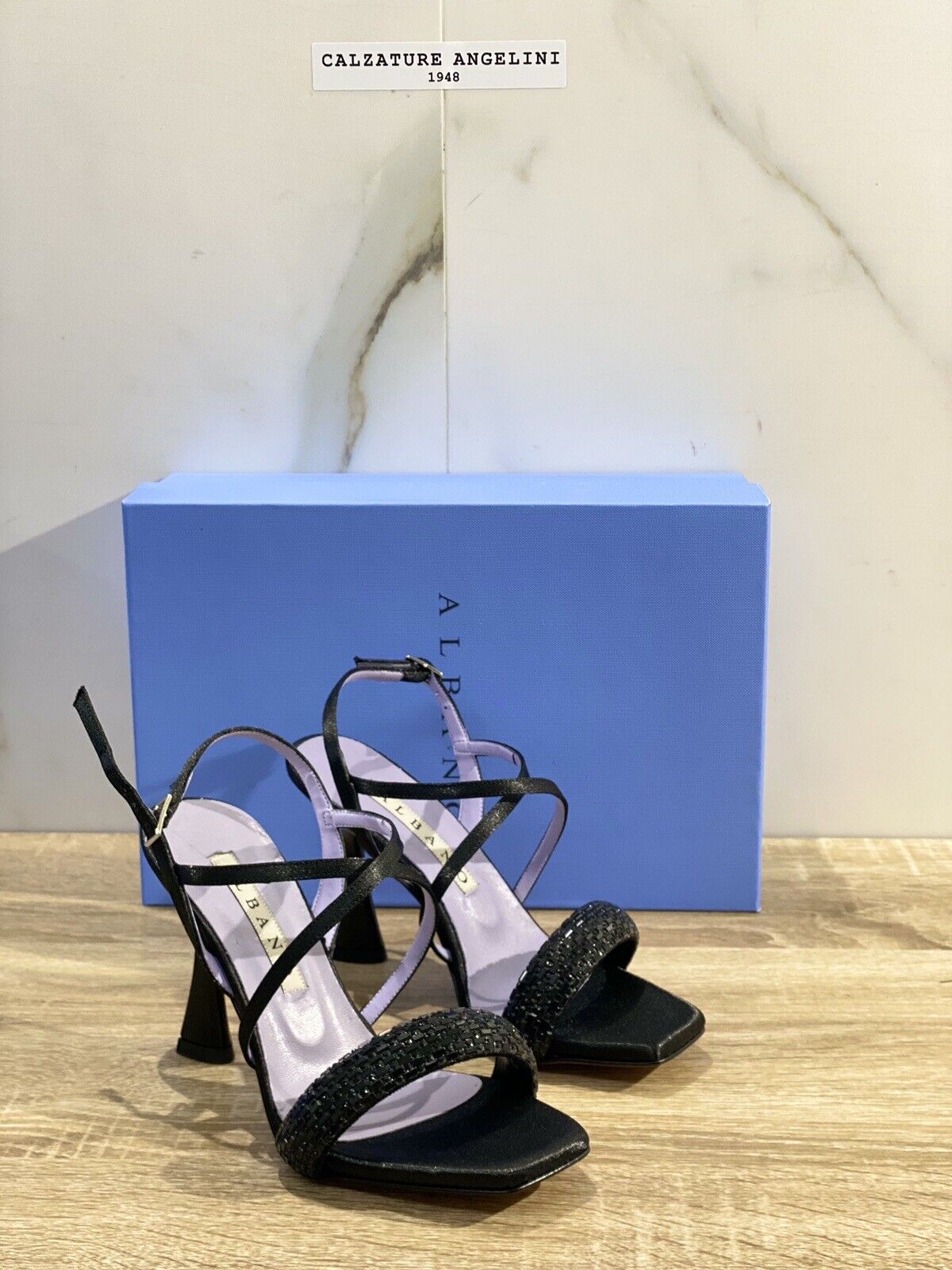 Albano Sandalo Donna Raso Nero Con Tacco Luxury Sandal 35