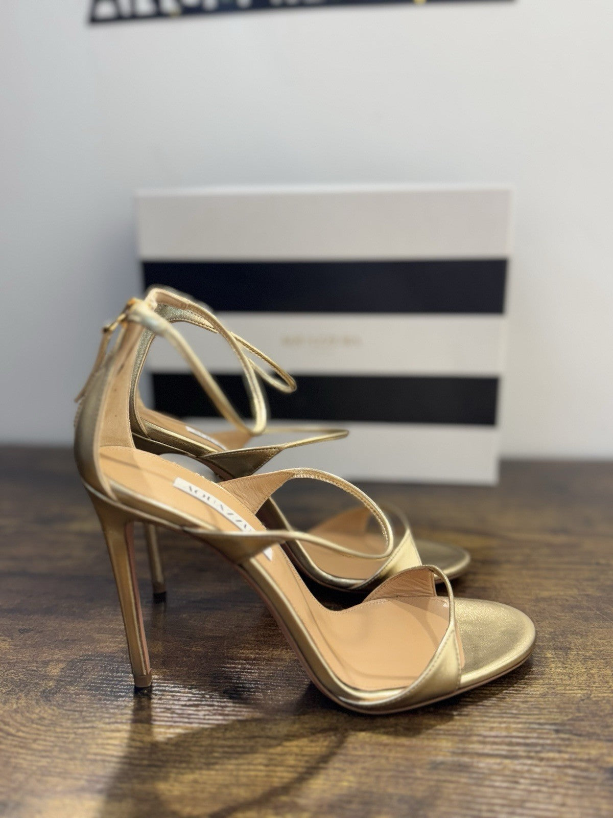 Aquazzurra Sandalo Minute 105 Pelle Soft Gold Luxury Sandalo Donna 38