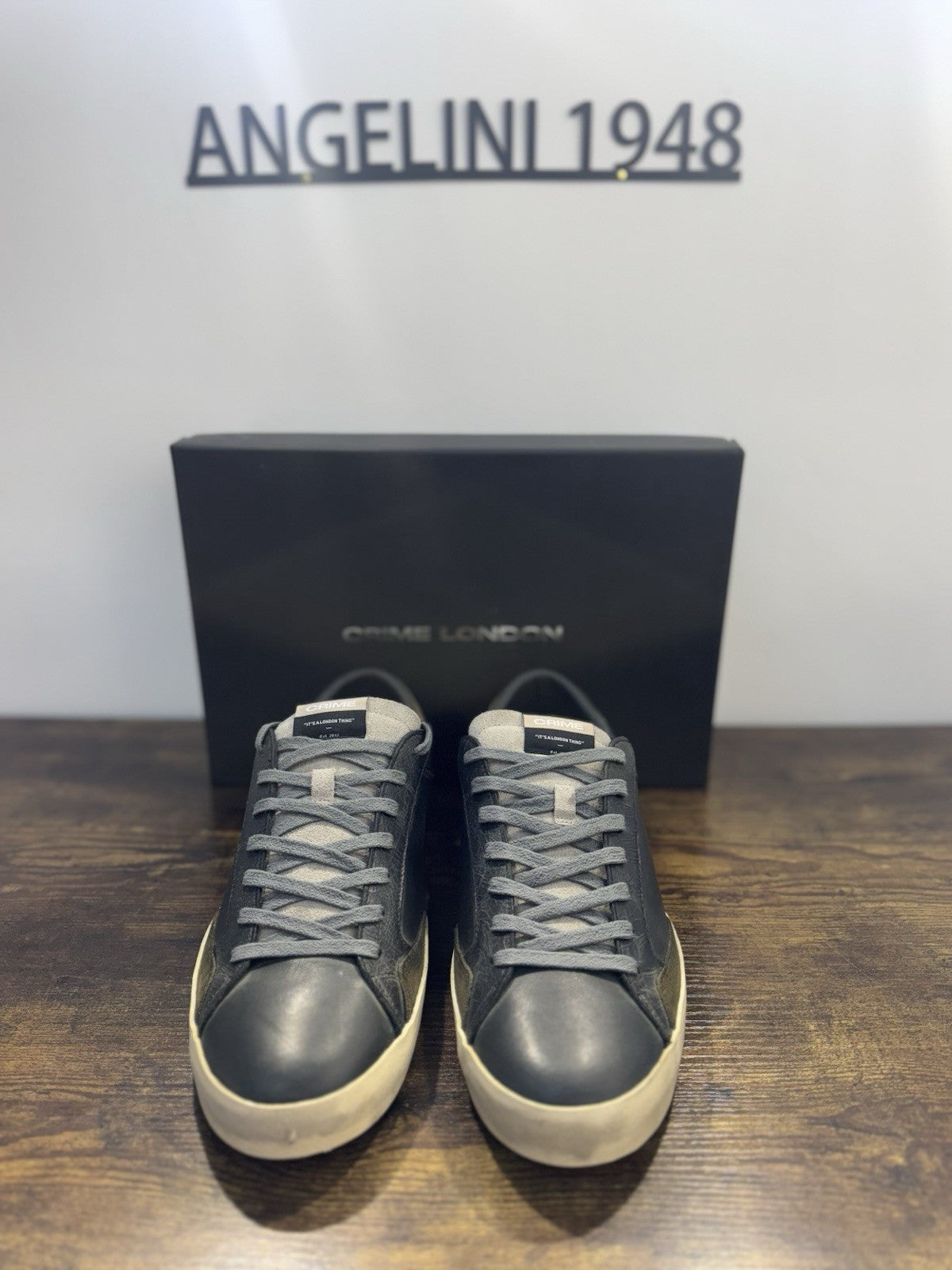 Crime London Sneaker Distressed   Pelle Grey Green  Causal Uomo 46