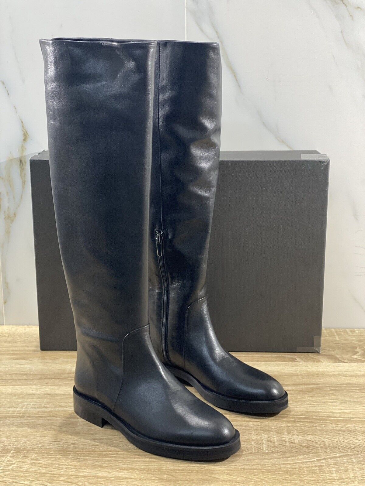 Angelo Bervicato Stivale Donna pelle Nero Luxury Handmade Boot tubo 36