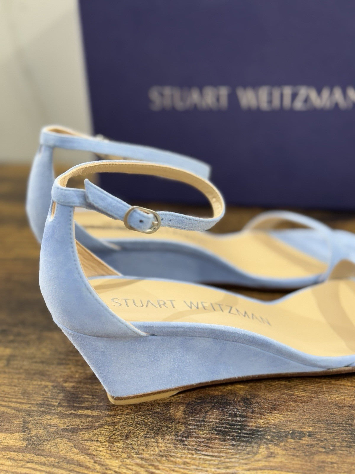 stuart weitzman Sandalo 50 Wedge   Suede Celeste   Luxury Woman  Donna 36.5