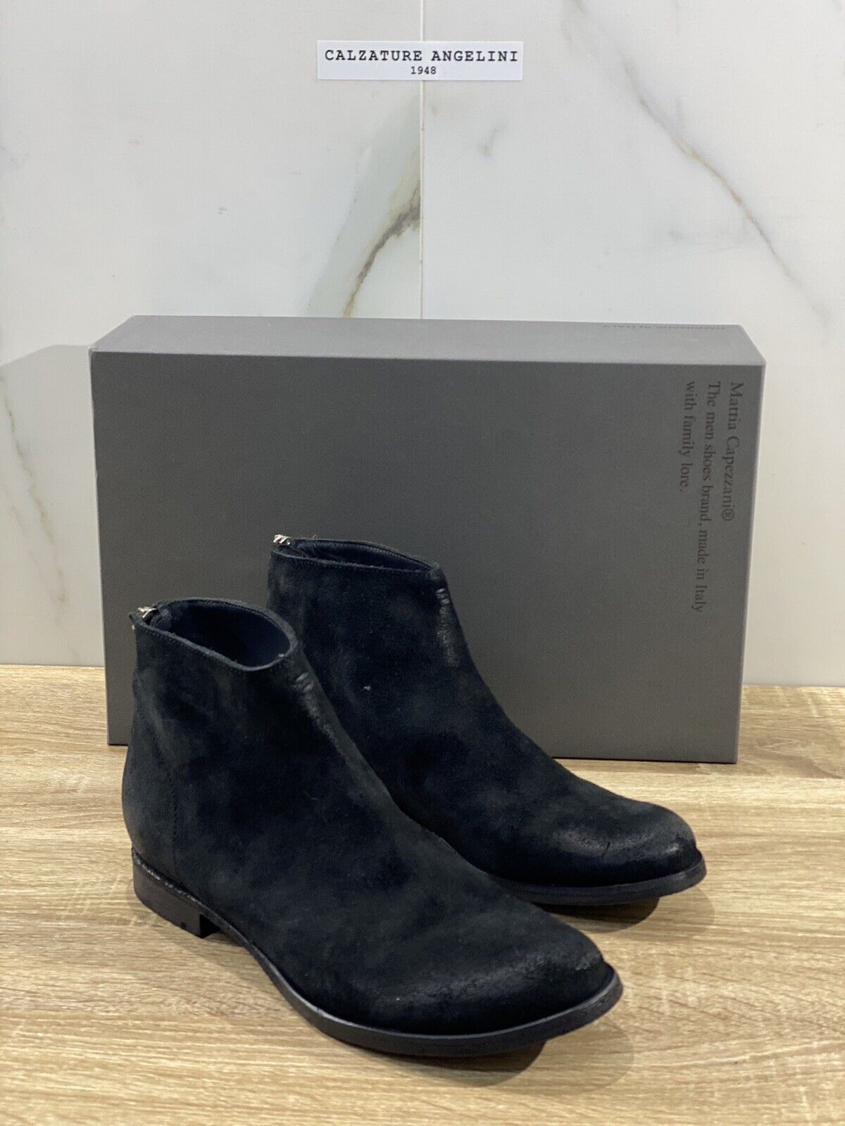 Mattia Capezzani chelsea boot domna suede nero luxury handmade 38