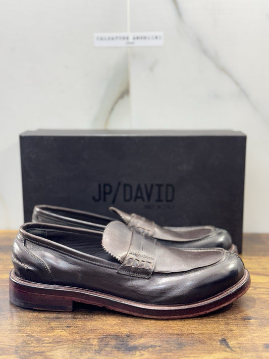 Jp David Mocassino Pelle Testa Moro 100% Made In Italy Casual 43