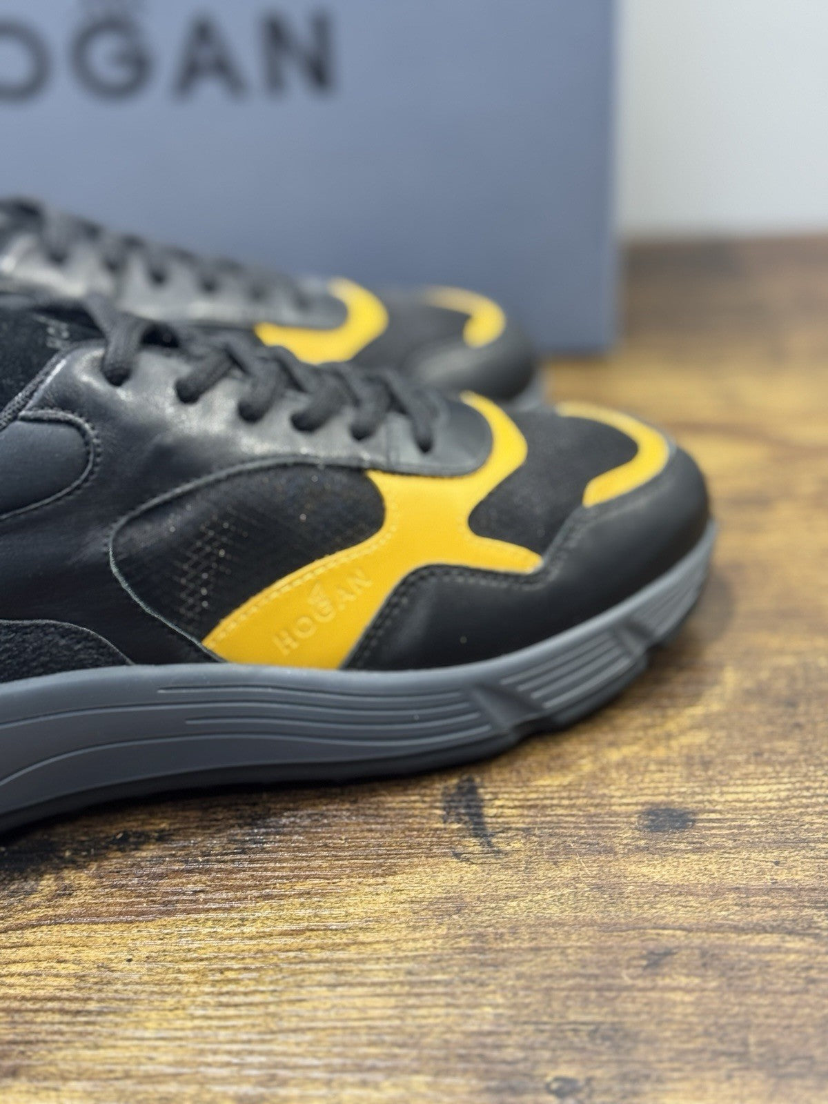 Hogan New Hyperlight Sneaker Pelle Nero Memory Foam Luxury Hogan Uomo 40.5