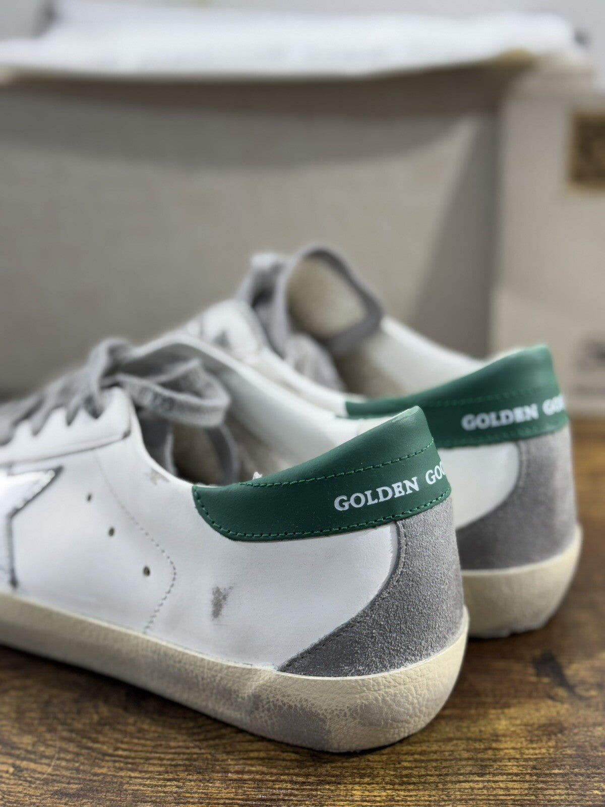 Golden Goose Sneaker Uomo Super Star White Green   Pelle Luxury Men Sneaker 41