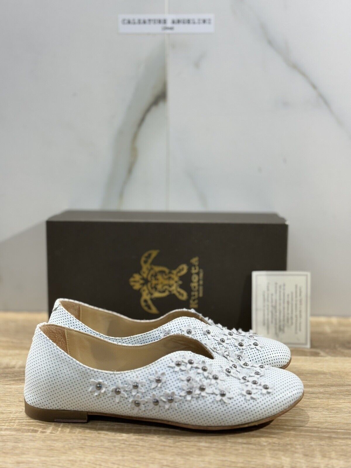 Kudeta’ Scarpa Donna Mocassino Pelle Bianco  Handcrafted In Italy Goodyear 38