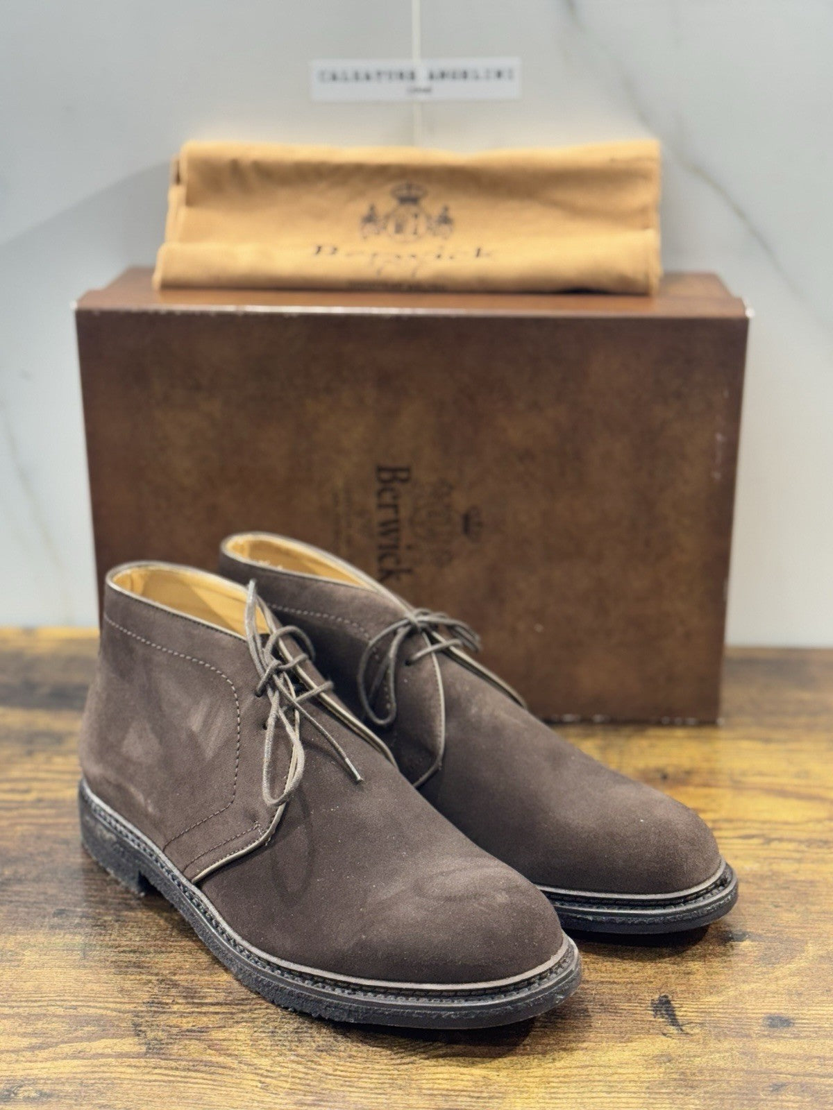 Berwick 1707 Polacchino Testa Moro Suede Fondo Para Cuoio   Uomo 41,5
