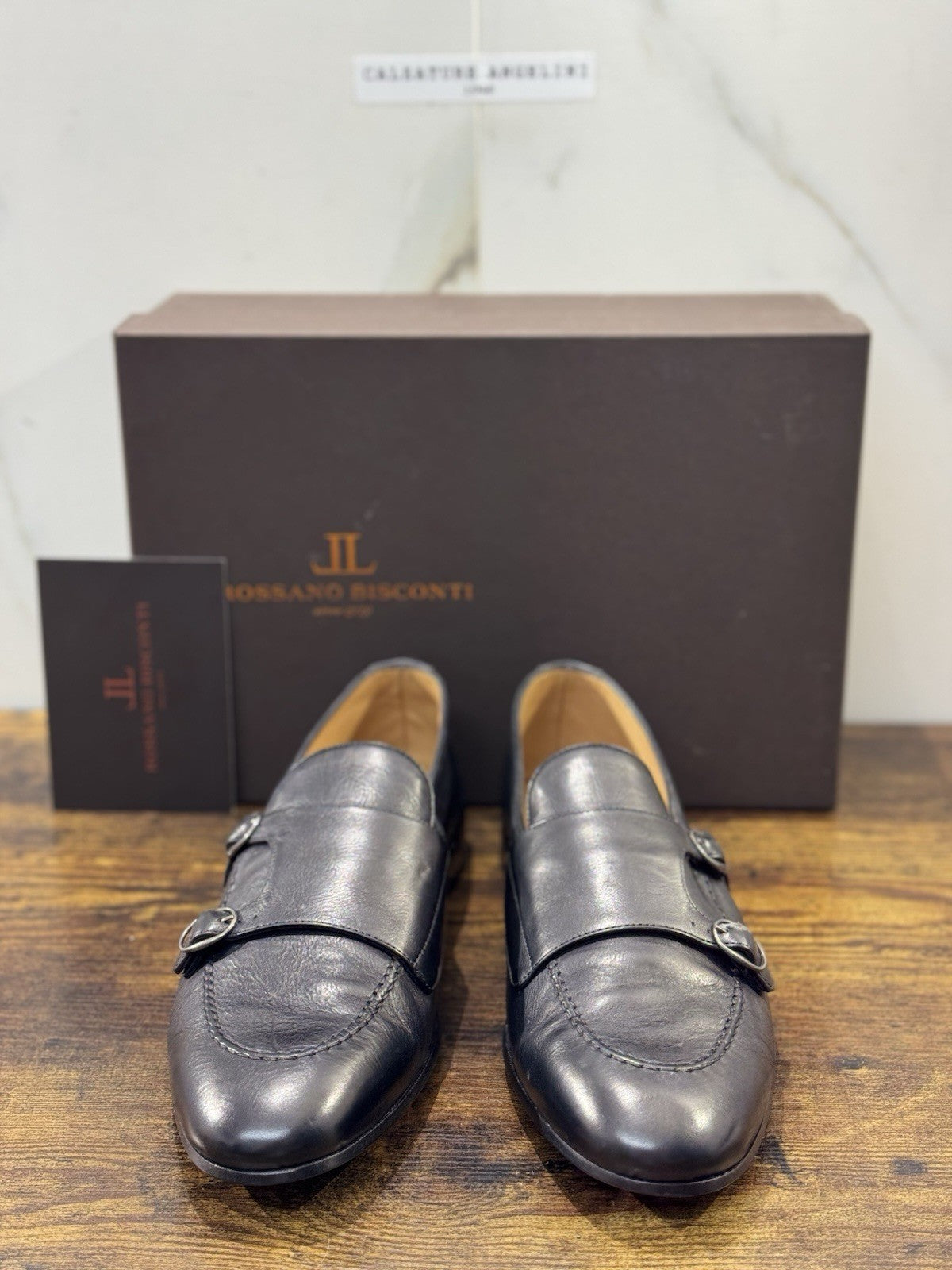 Rossano Bisconti Mocasisno  Uomo Doppia Fibbia Nero   Fully Made In Italy 44