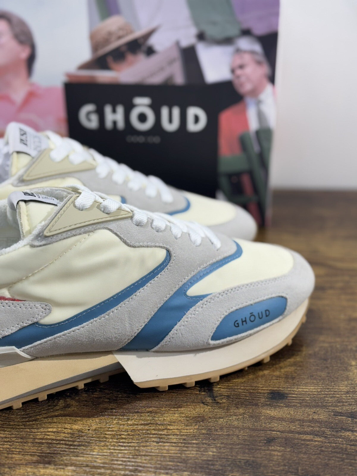 Ghoud Rush Sneaker Uomo Casual Men Sneaker Ghoud Suede Nylon Crema 44