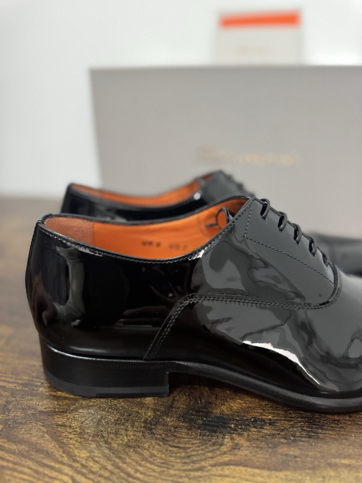 Santoni Oxford In Pelle Lucida Nero Luxury Santoni Scarpa Uomo 42.5