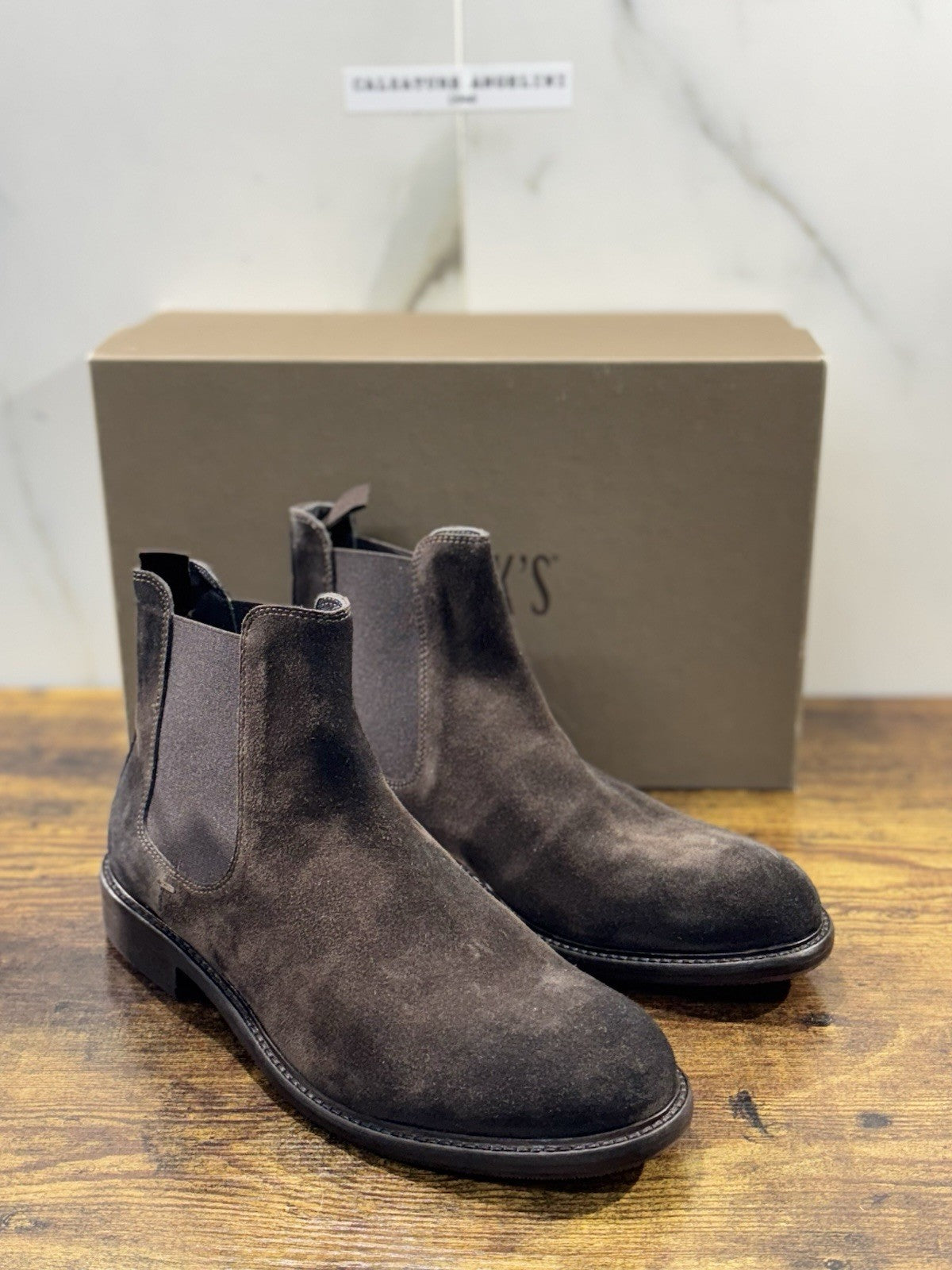 Pawelk’s Chelsea Boot Uomo Suede Testa Moro Made In Italy 41