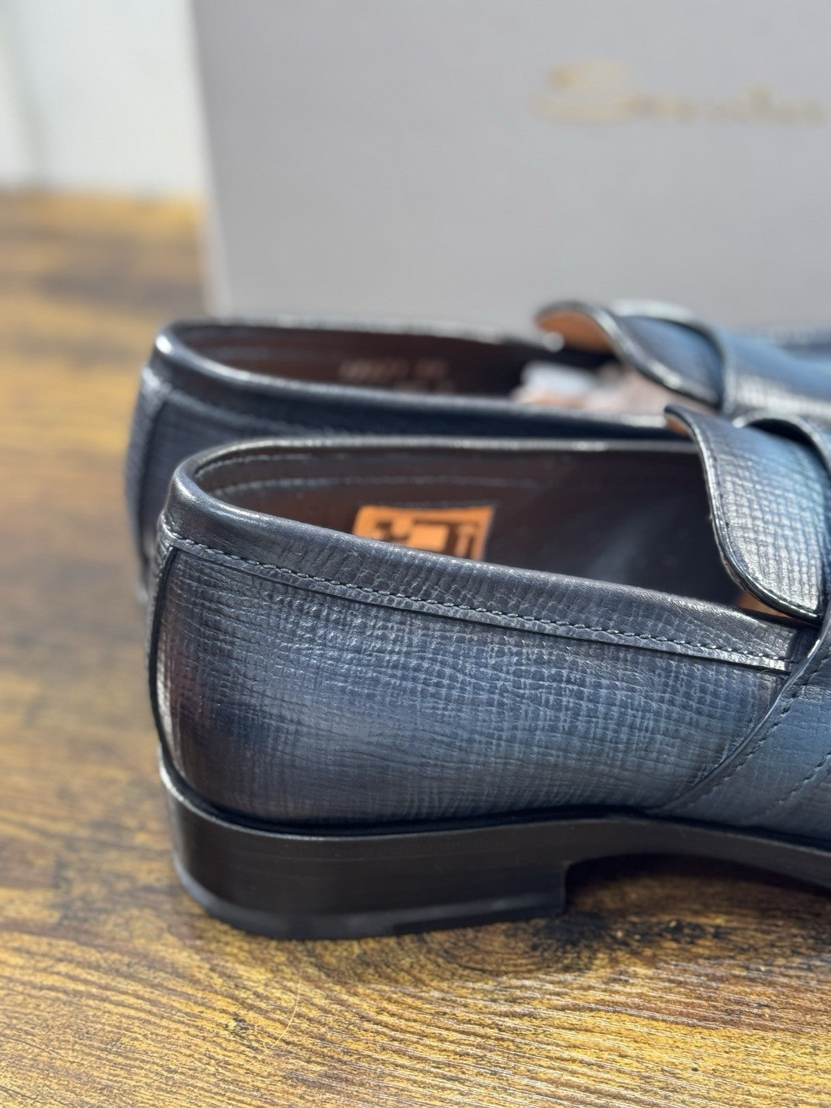 Santoni Mocassino Goodyear Pelle Blu      Luxury Santoni Scarpa Uomo 40