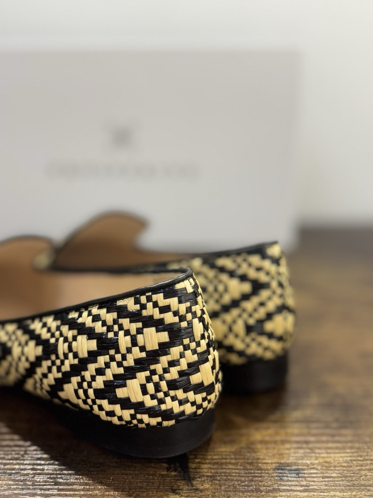 Prosperine Mocassino In Raffia Nero Beige Casual Flat Shoes Donna 40