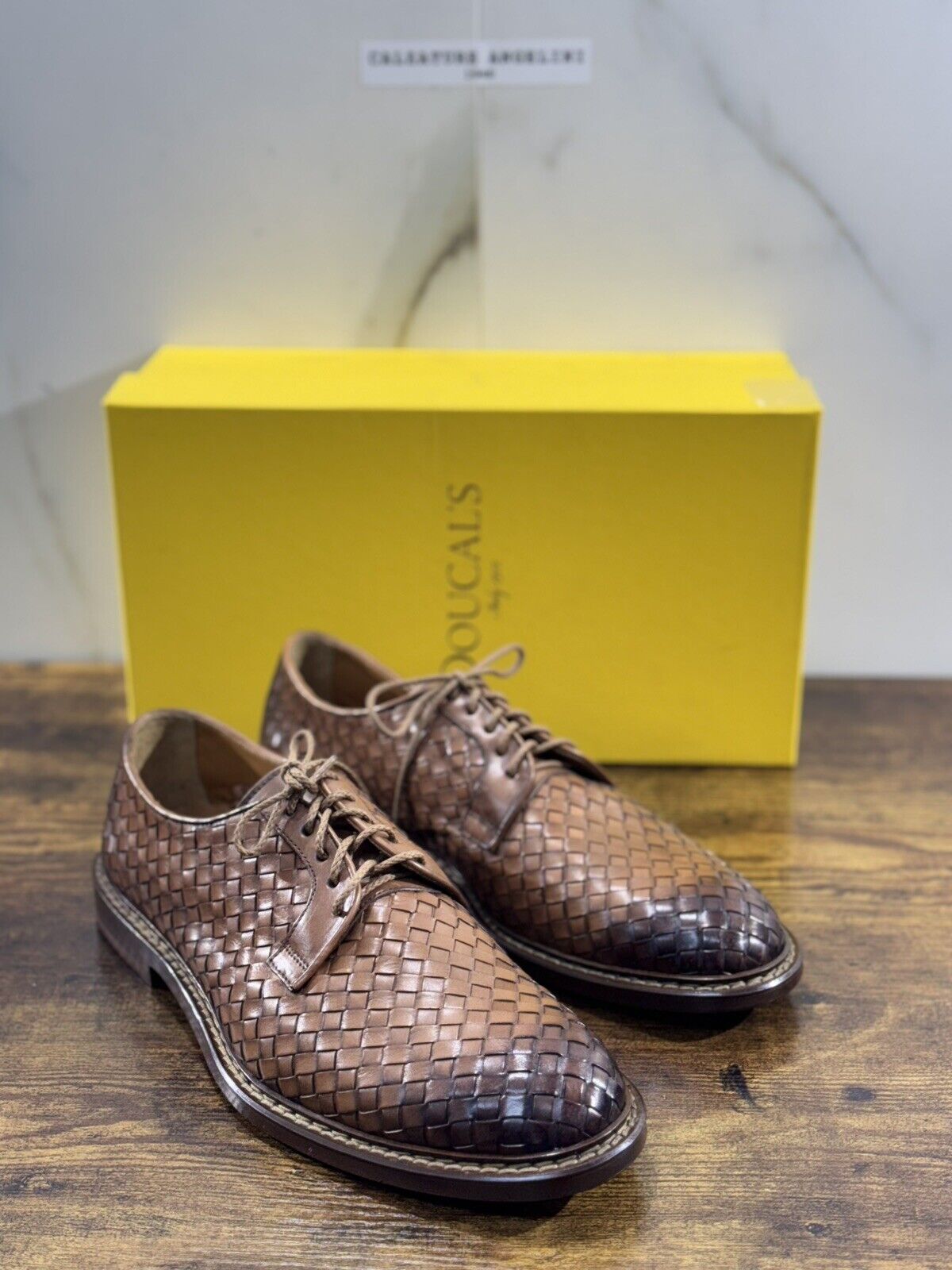 Doucal’s Scarpa Uomo Derby Intrecciato A Mano    Luxury Men Doucal’s Shoes 40.5