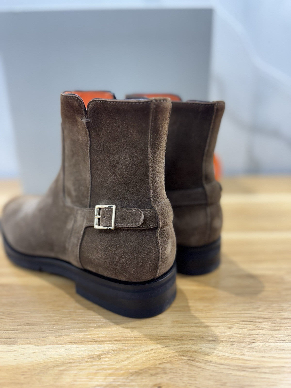 Santoni Chelsea Boot Suede Cuoio Luxury Santoni Boot Uomo 41.5