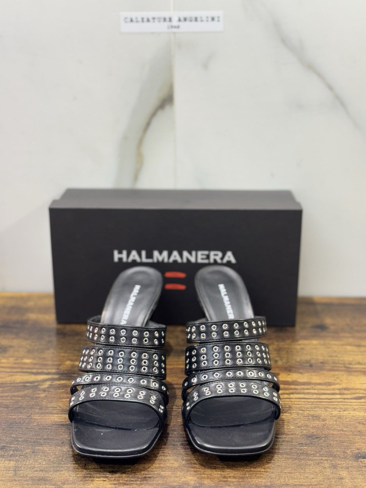 Halmanera Sandalo Pelle Nero  Con Tacco Top Quality Donna 40