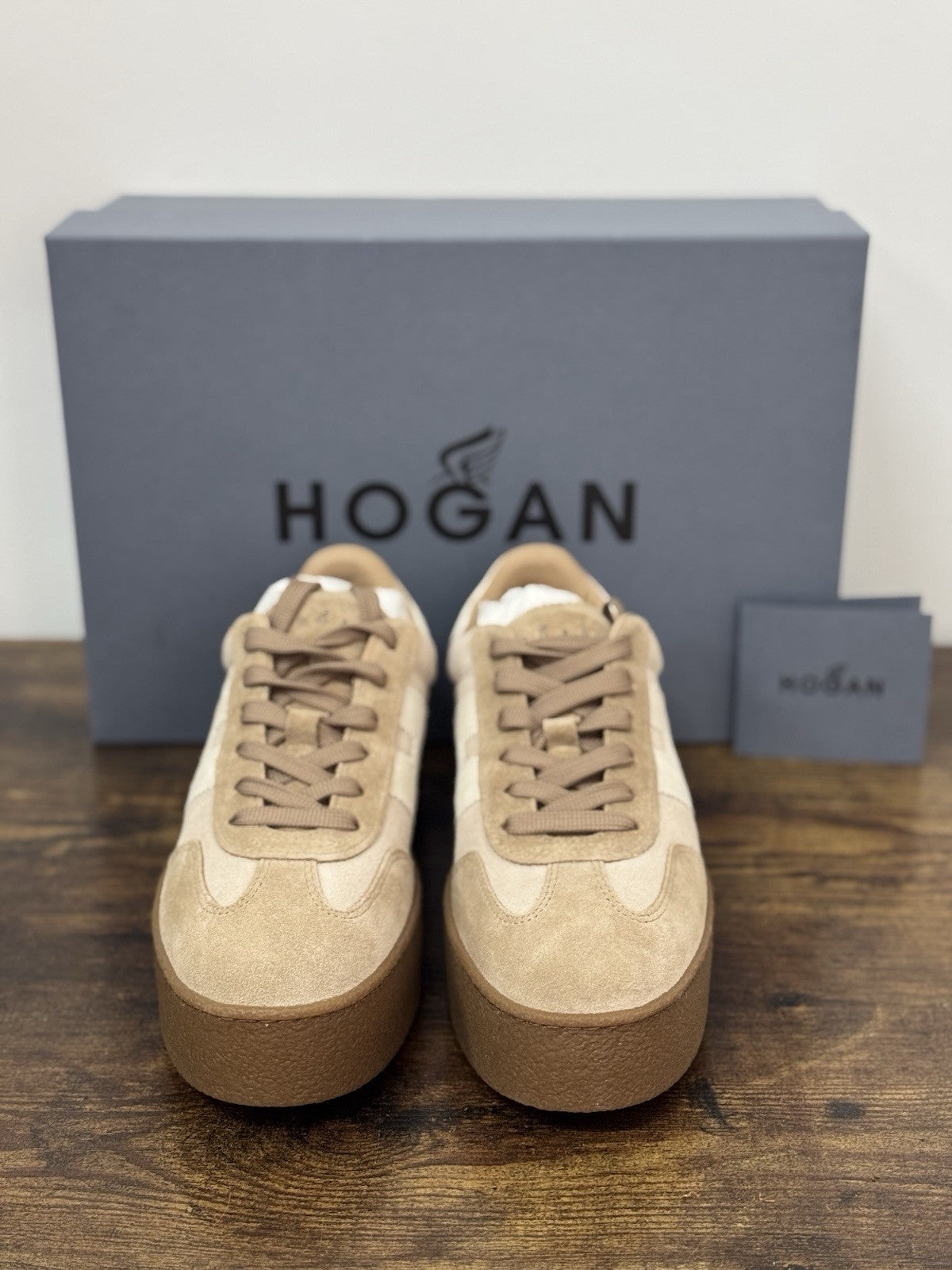Hogan H681 Sneaker Zeppa Suede Beige Casual Hogan Donna 38