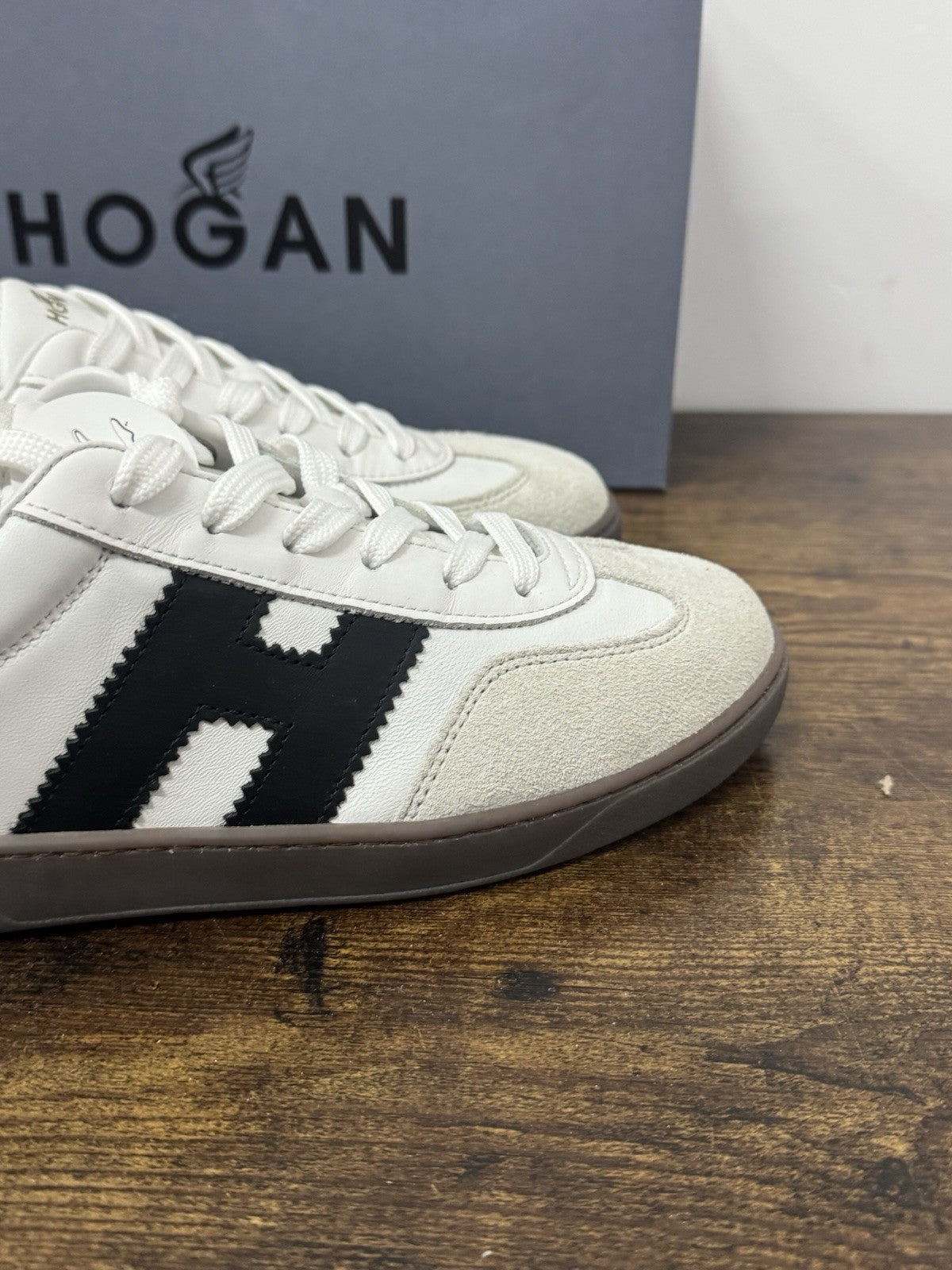 Hogan Cool Sneaker Suede Pelle Bianco Nero    Casual Hogan Scarpa Uomo 40