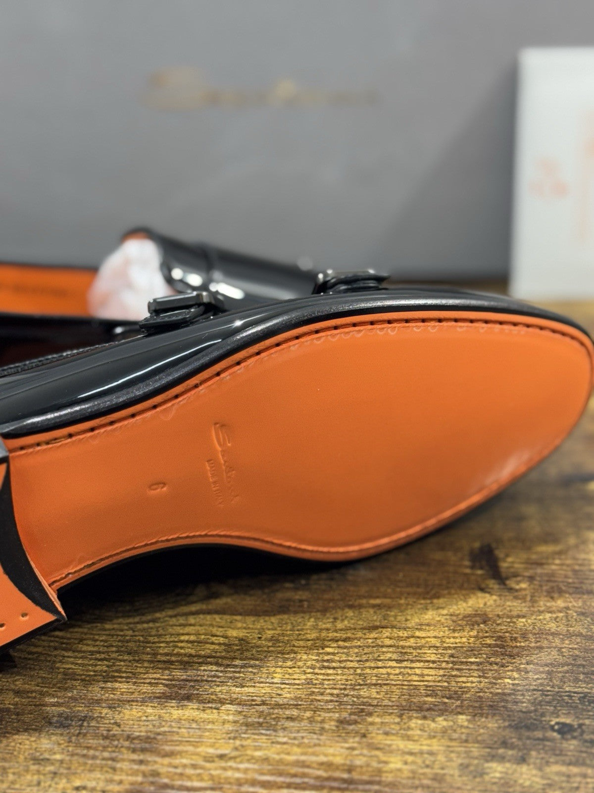 Santoni Doppia Fibbia Vernice Nero   Luxury Santoni Scarpa Uomo 40