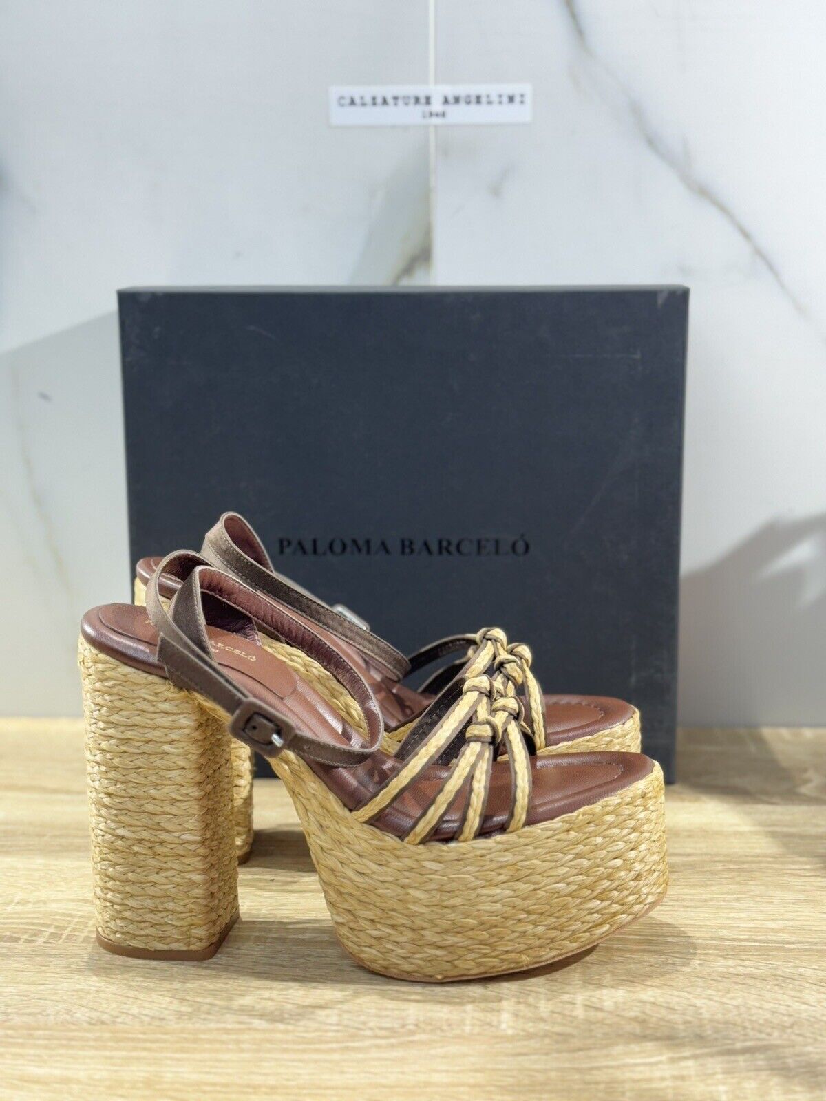 Paloma BARCELO’ Sandalo Donna Melha   Pelle Raffia  Marrone    Luxury Shoes 39