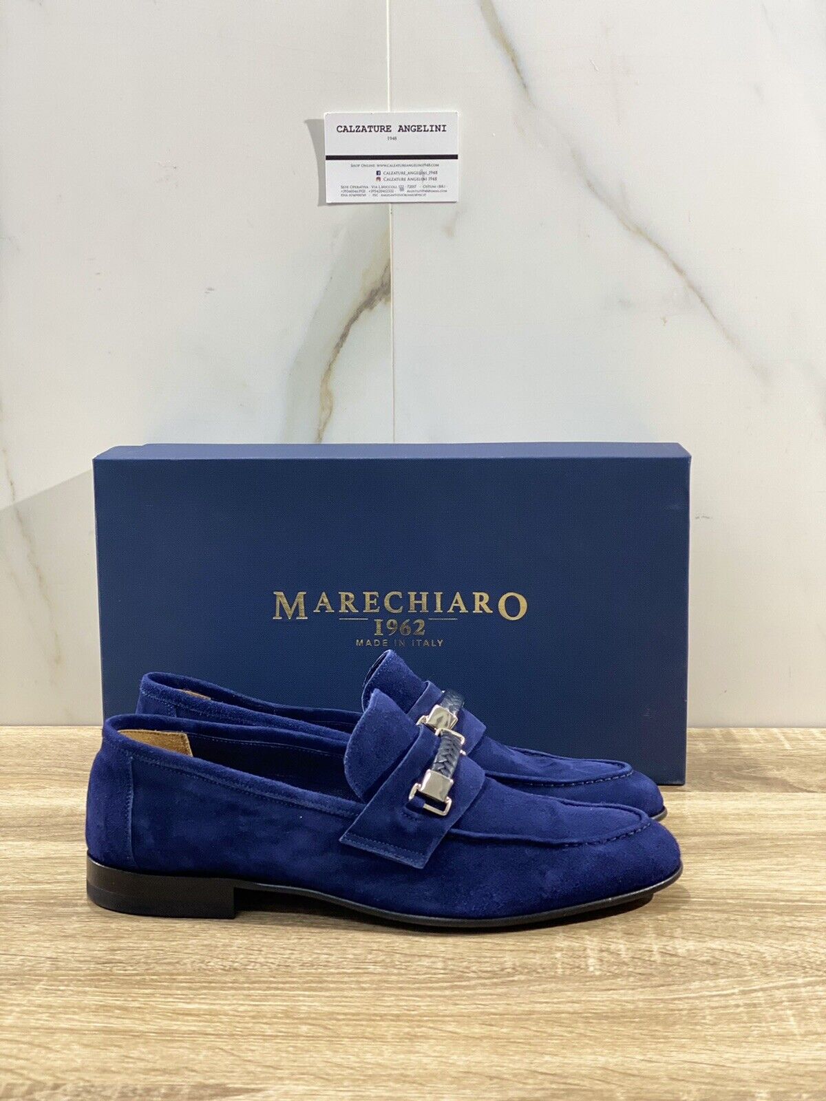 Marechiaro 1962 Mocassino Uomo M24TR Suede Blu Luxury Hamdmade 44