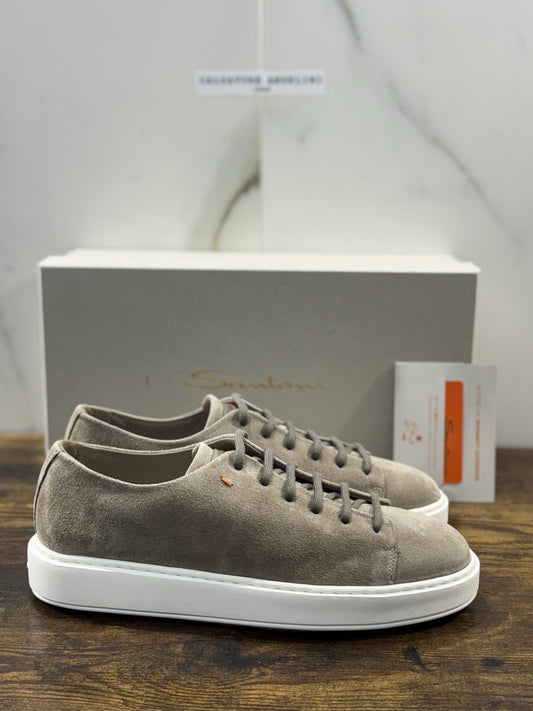 Santoni Sneaker Suede Beige  Icon Luxury Men Santoni Shoes Icon Uomo 41.5