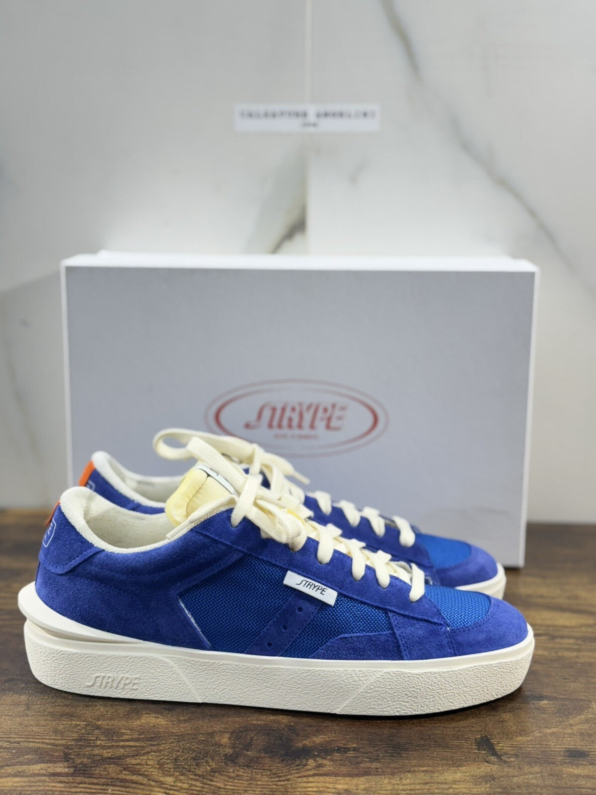 Strype Sneaker Uomo Low Top Suede Blu  Casual Men Shoes 46