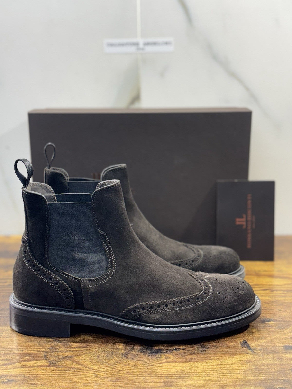 Rossano Bisconti Chelsea Boot Uomo Suede T Moro Fully Made In Italy 46
