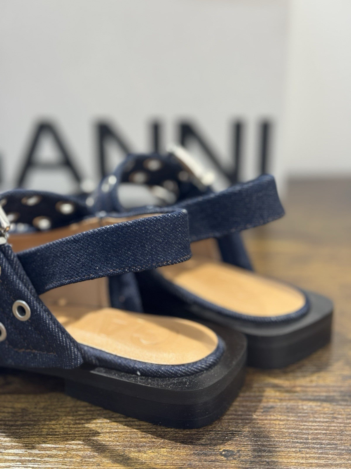 Ganni Ballerina Sling Back In Denim  Casual Ganni Scarpa Donna 37