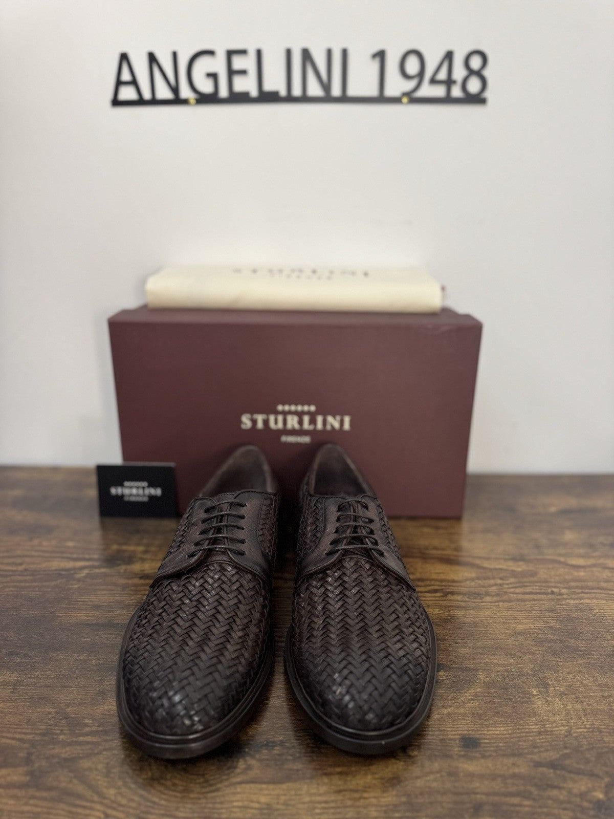 Sturlini  Derby Pelle Marrone Intrecciato    Luxury Scarpa Uomo 41