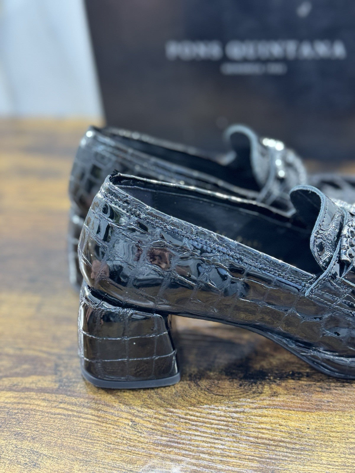 Pons Quintana Mocassino Donna Pelle Nero Con Tacco  Casual Loafer 41