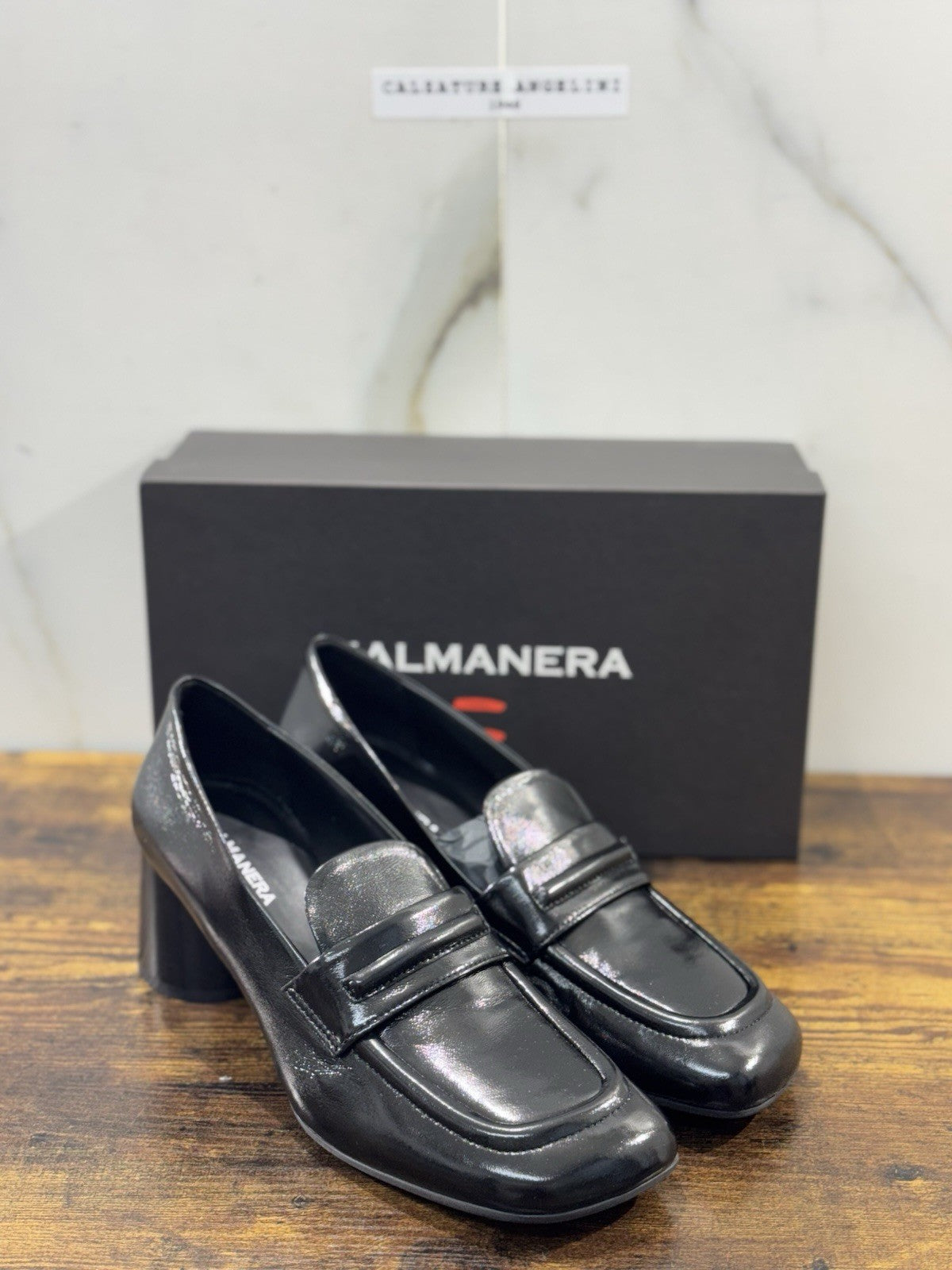 HALMANERA Mocassino   Pelle Nero  Con Tacco Luxury Made In Italy Donna 41