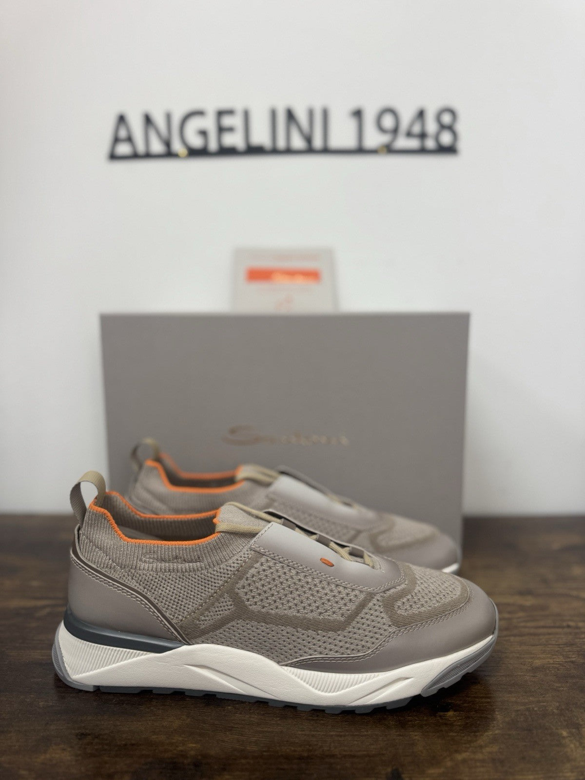 Santoni Innova Sneaker Beige Casual Luxury Santoni Scarpa Uomo 41.5