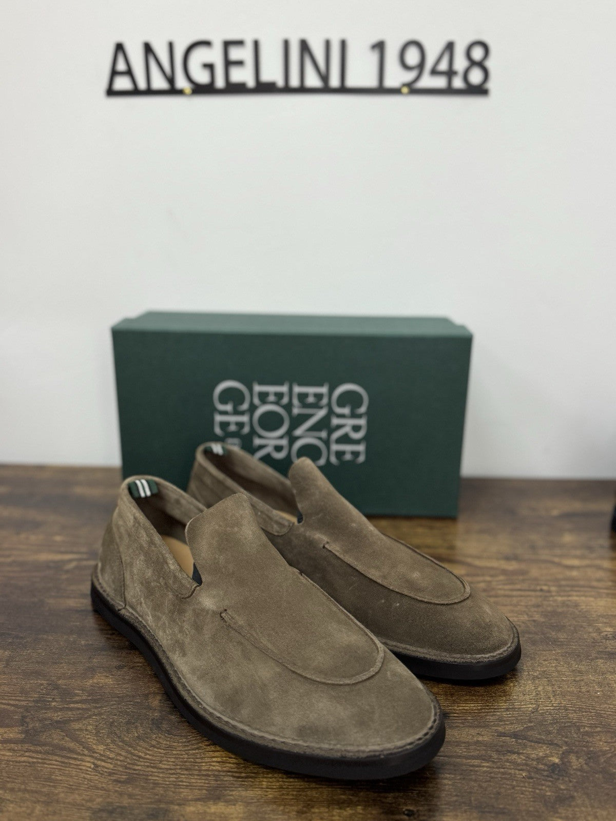 Green George Mocassino Summer Walk  Suede Tortora  Handmade In Italy Uomo 43