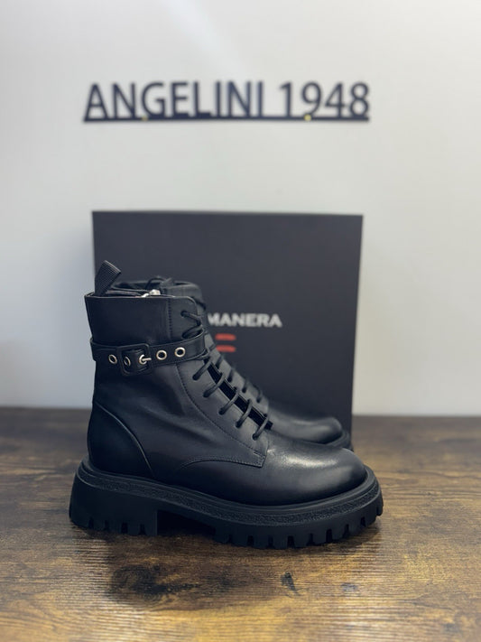 Halmanera Anfibio Rama Pelle Nero Casual Boot Donna 38