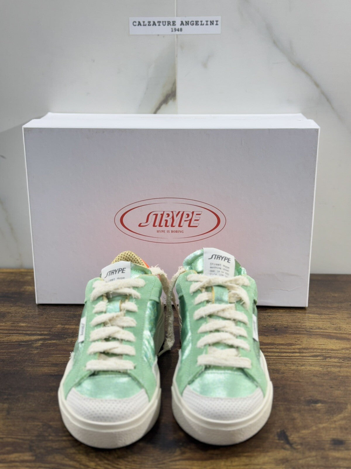 Strype Sneaker Donna  Low Top Pelle  Verde  Casual Woman Shoes 41