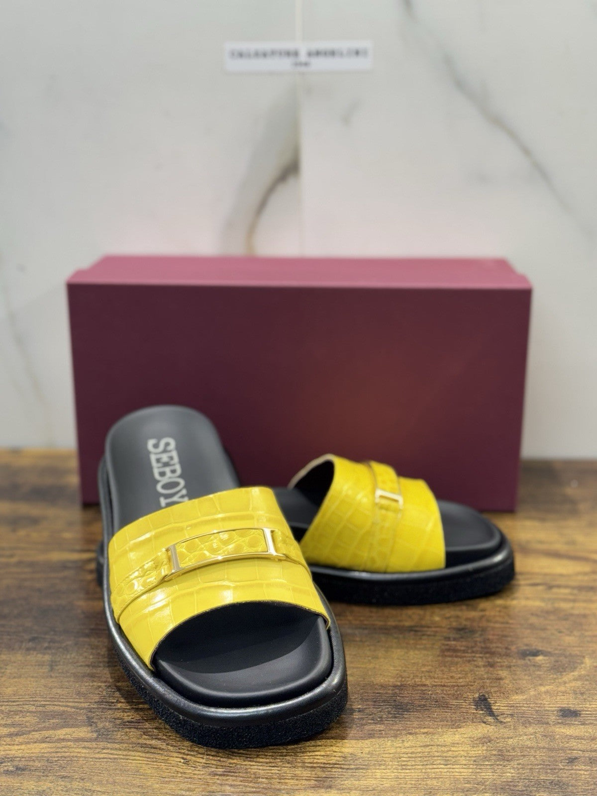 Seboy’s Sandalo Pelle Cocco Giallo Casual Donna 37
