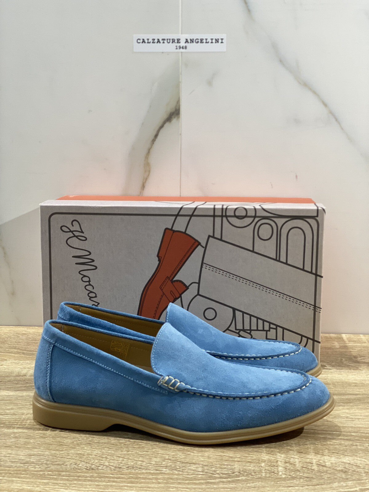 Il Mocassino Uomo In Suede Cielo Fondo Gomma Ultra Flexi Made In Italy 42