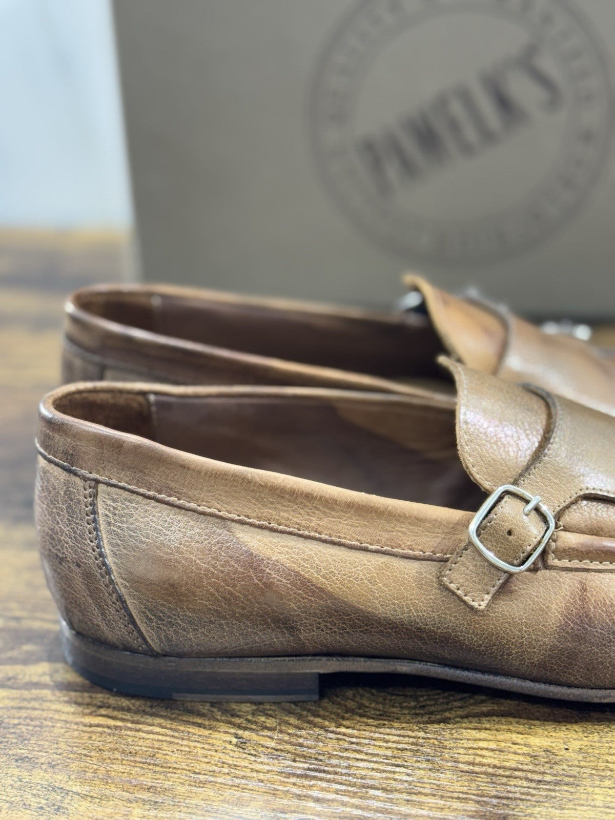 Pawelk’s Mocassino    Uomo Pelle Cuoio   Hand   Made  In Italy Washed 41