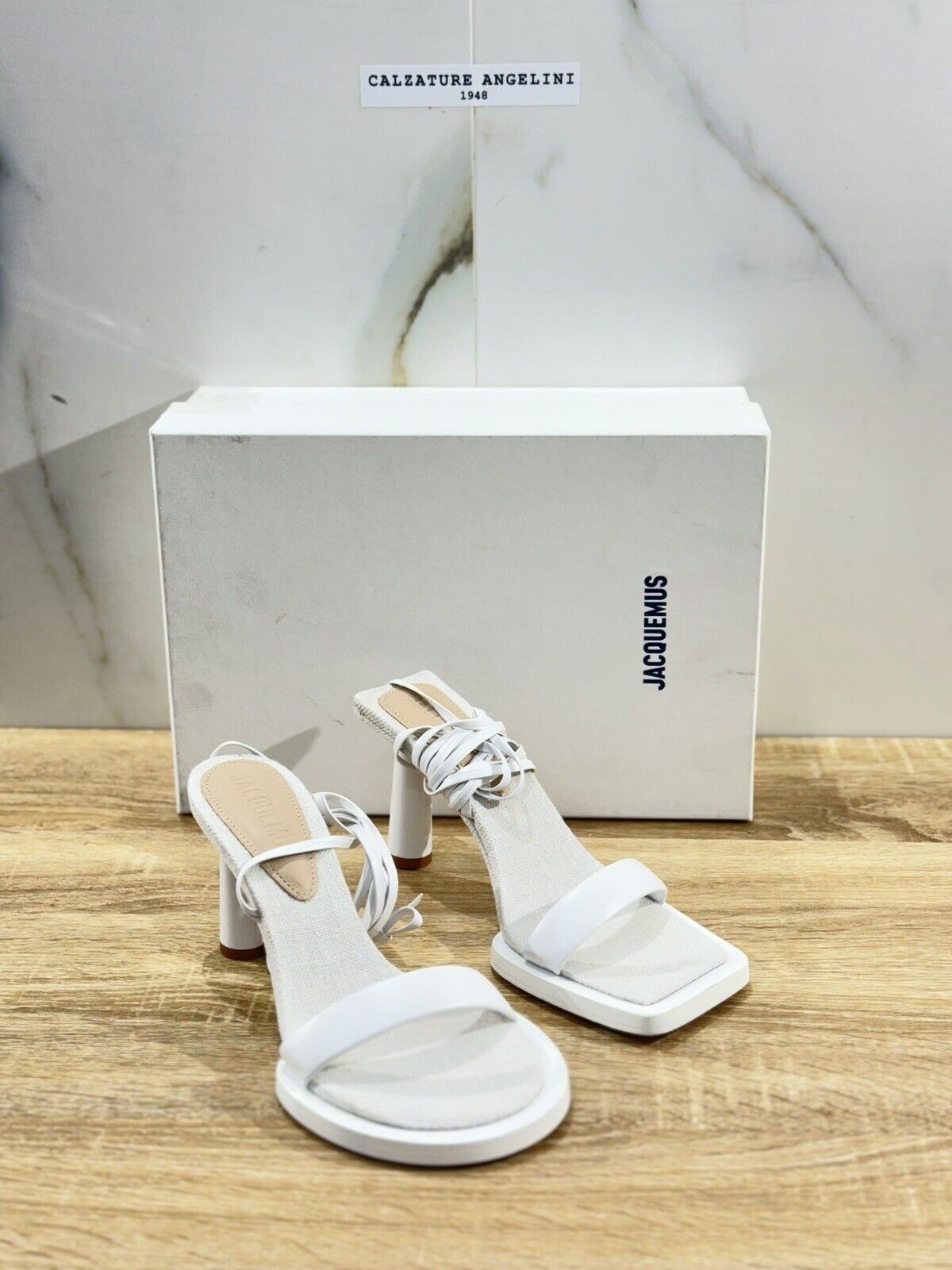 Jacquemus Sandalo Donna Les Carre Rond Pelle Bianco Luxury Jacquemus Sandal 37