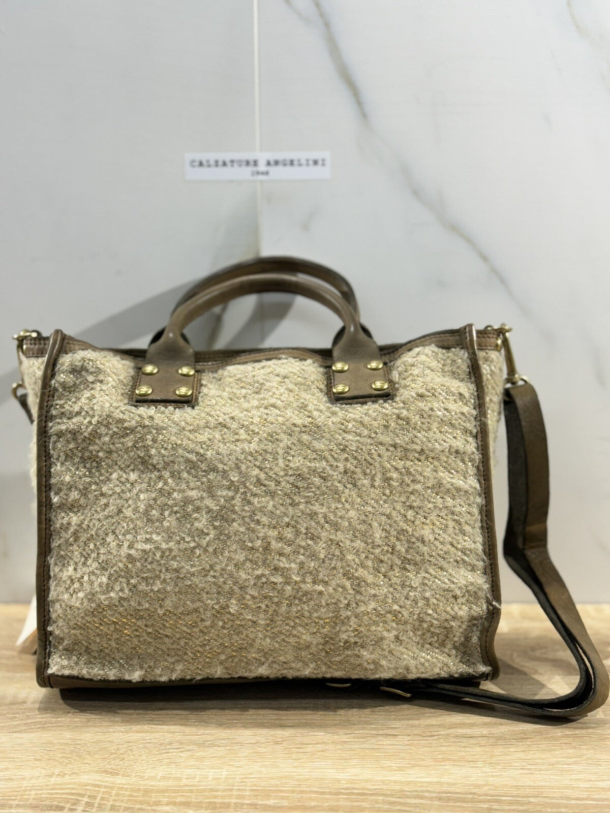Campomaggi Borsa Donna Shopping Vacchetta Tessuto Verde Militare Luxury Bag 