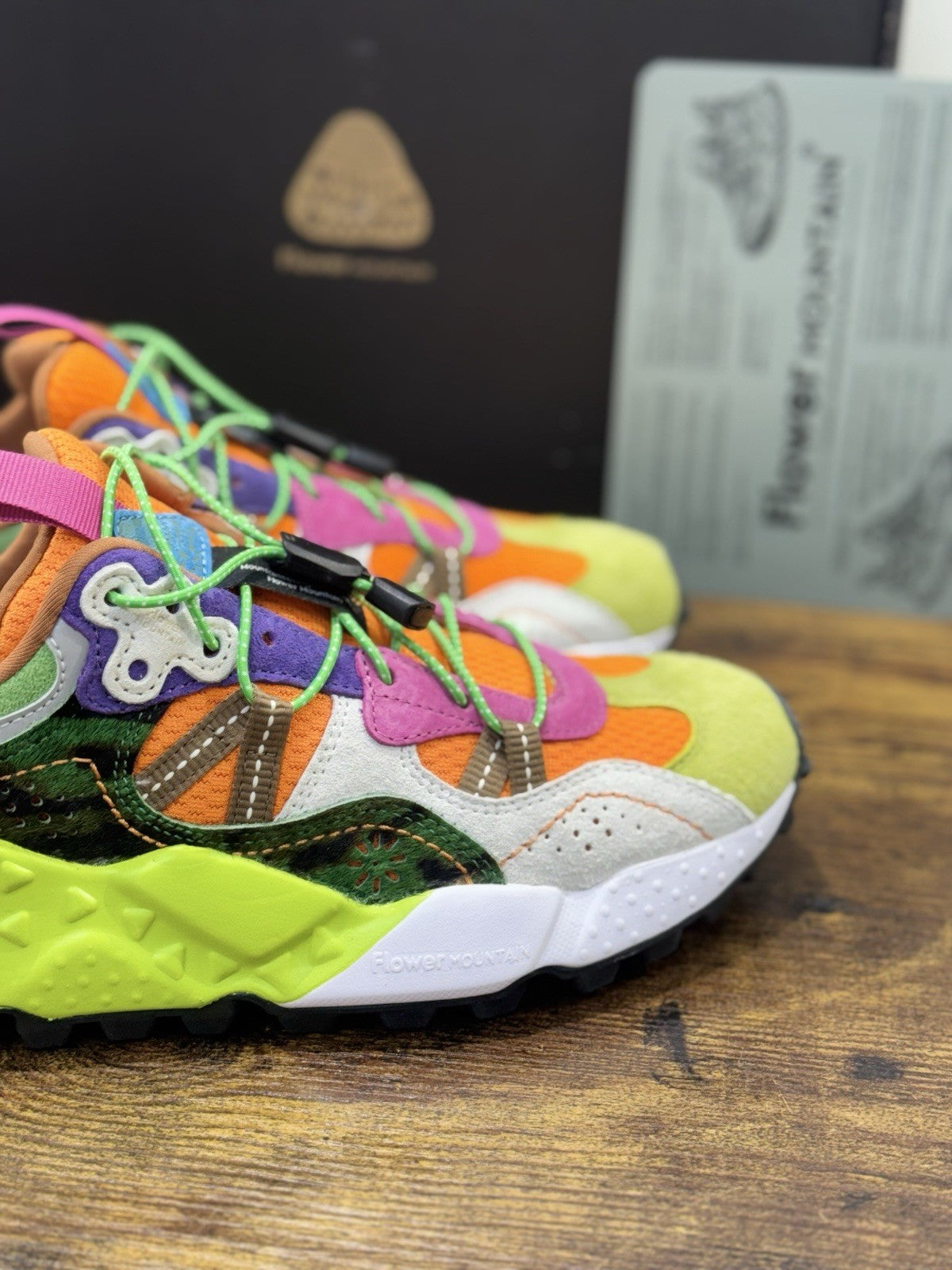 Flower Mountain Tiger Hill Green Orange White   Casual Donna 40