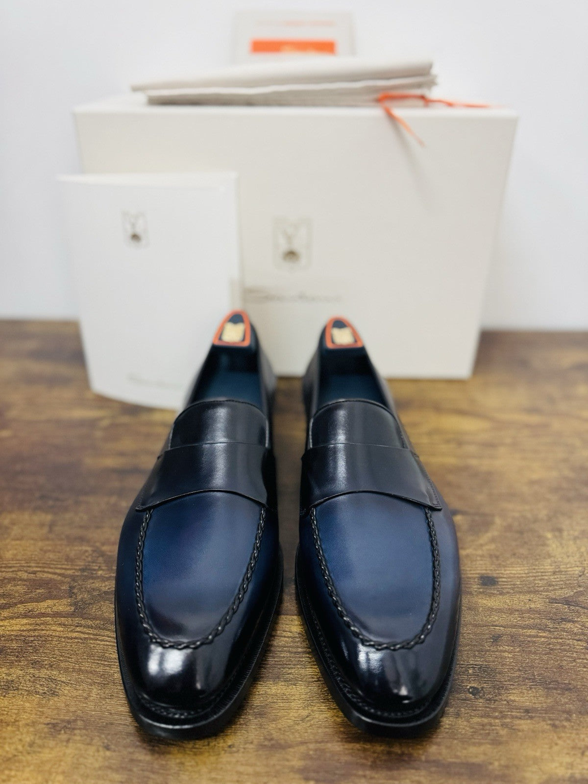 Santoni Mocassino Penny Collezione Meraviglia Limited Pelle Blu Luxury Uomo 42