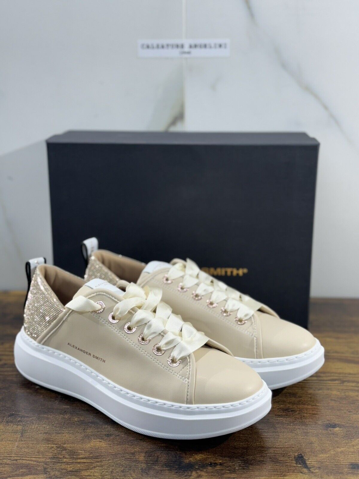 Alexander Smith London  Sneaker Donna Wembley  Pelle Sand Gold 41