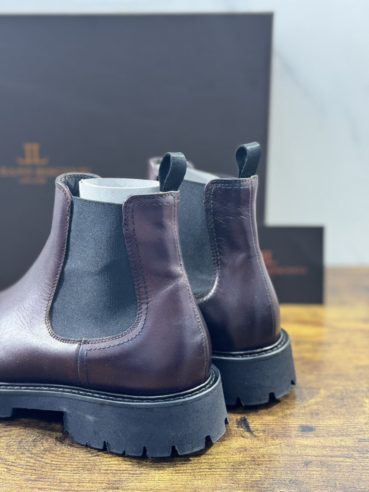 Rossano Bisconti Chelsea Boot Uomo  Pelle Burgundy   Fully Made In Italy 42.5
